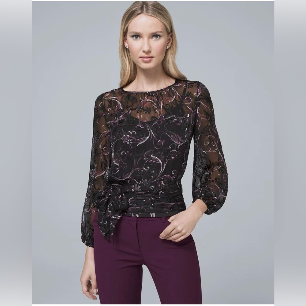 White House Black Market Tie Waist Blouse